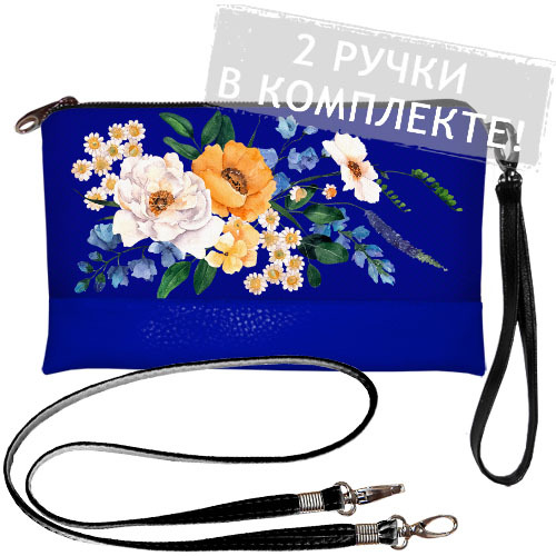 

Клатч через плечо Полевые цветы на синем фоне Presentville 25х15 см 000175002