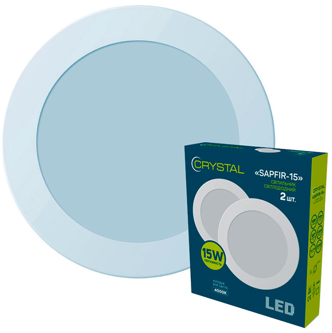 

Светильник потолочный светодиодный CRYSTAL SAPFIR 15W 4000К 2 шт (DNL-004)