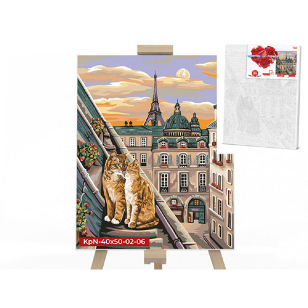 

Креативна творчість "PAINTING BY NUMBERS" 40см*50см економ с.2 Коти на даху(10) *