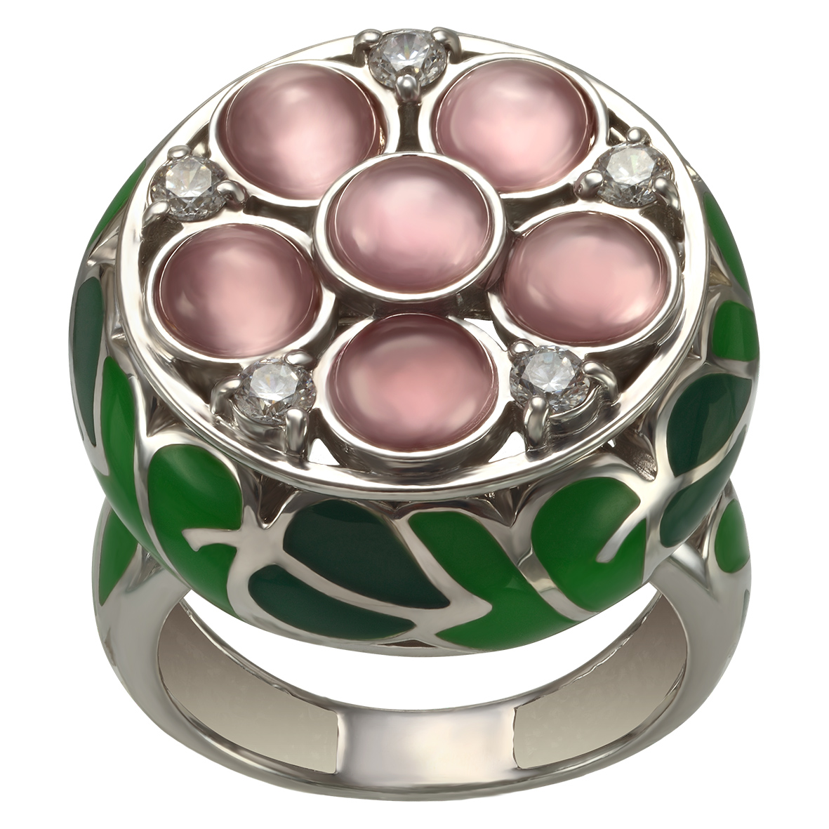 

Серебряное кольцо с фианитами, улекситами и эмалью Tango Jewellery Company 330662А размер 18