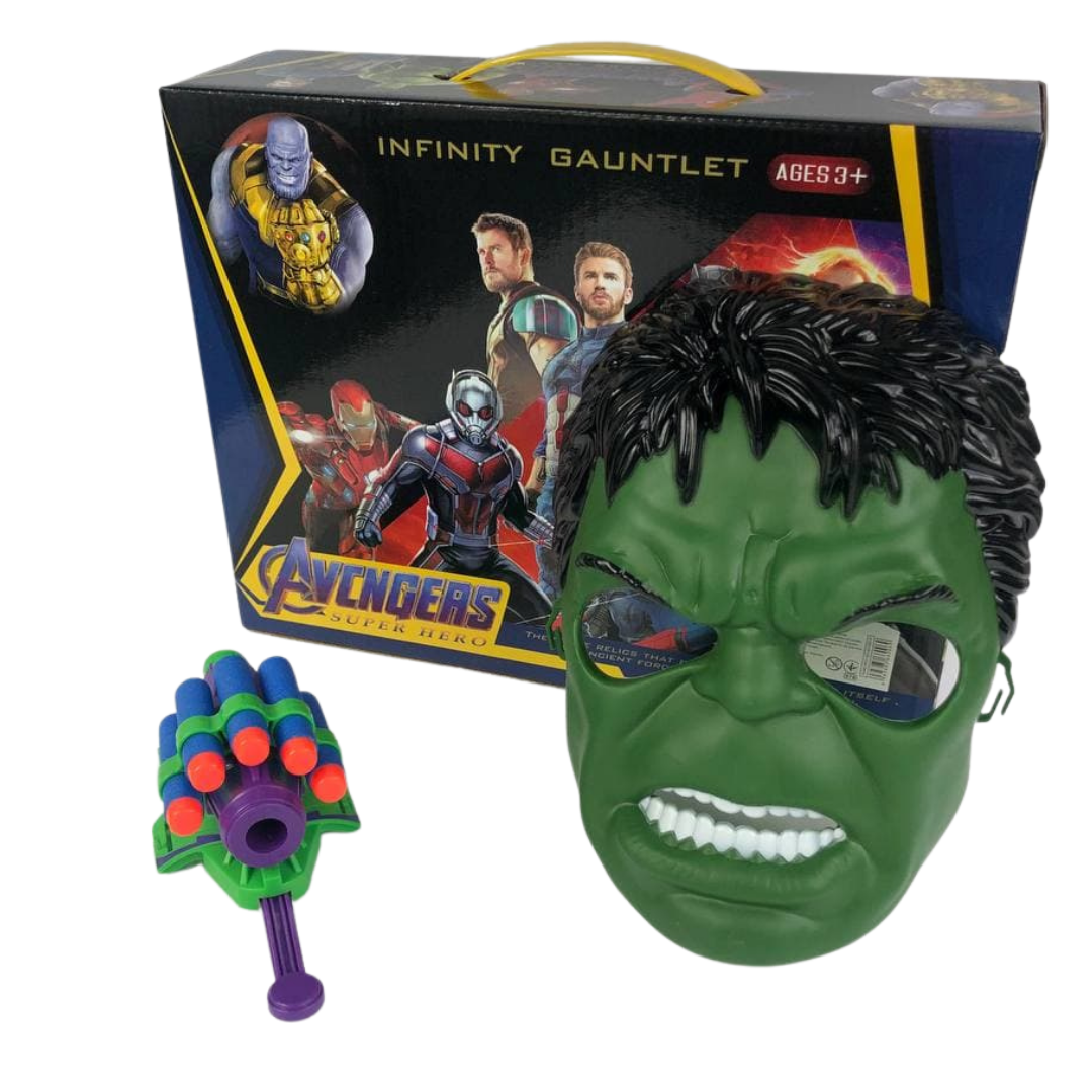 

Игровой набор супер герой Халк Hulk маска арбалет бластер с присосками avengers