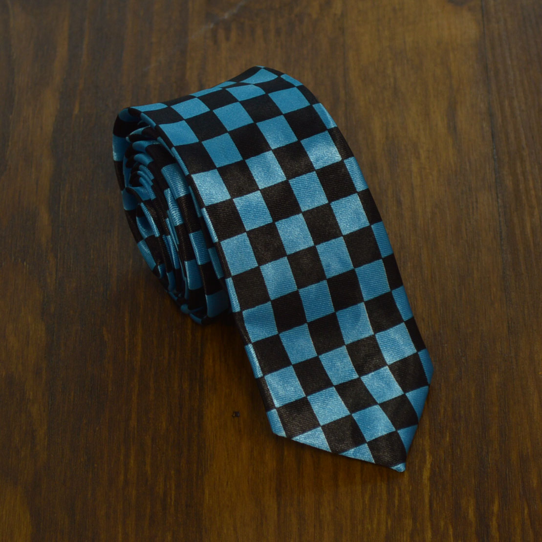 

Галстук Bow Tie House Basic узкий в черно-голубой квадрат 05566