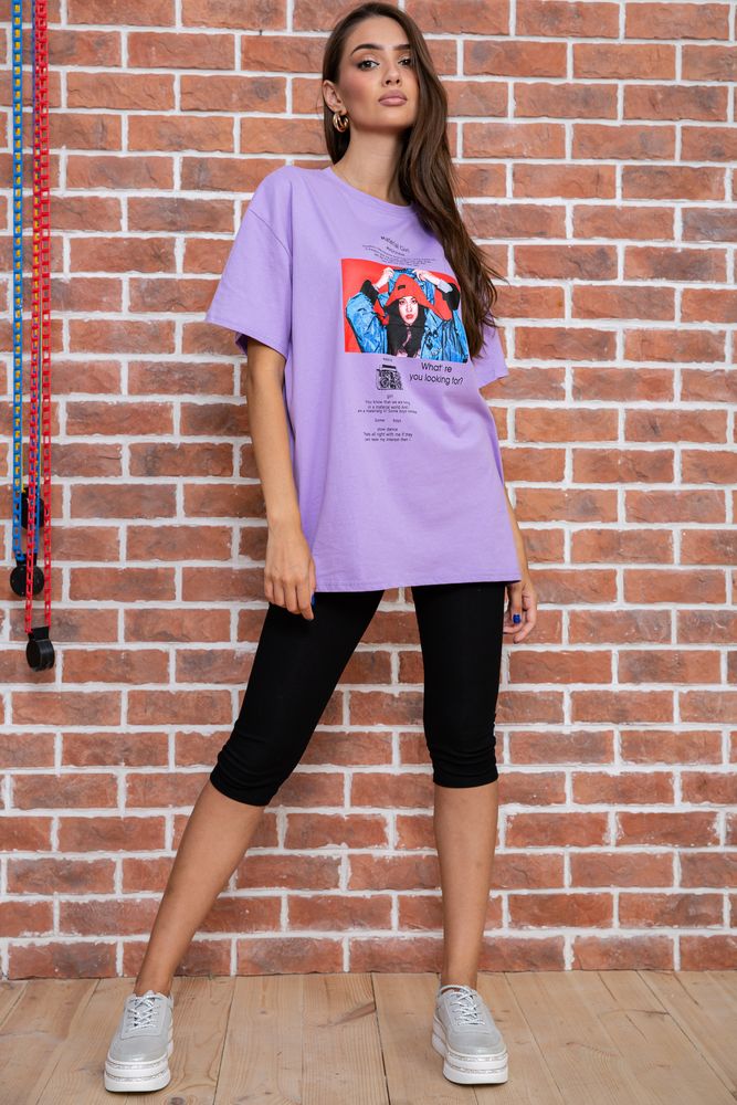 

Футболка женская цвет сиреневый размер Oversize FG_05578_04
