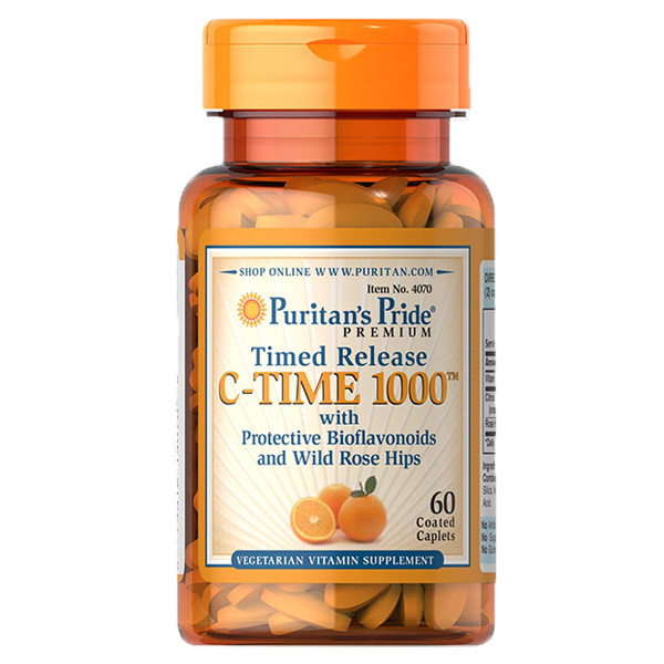 

Витамины и минералы Puritan's Pride Timed Release C-Time 1000 mg, 60 каплет