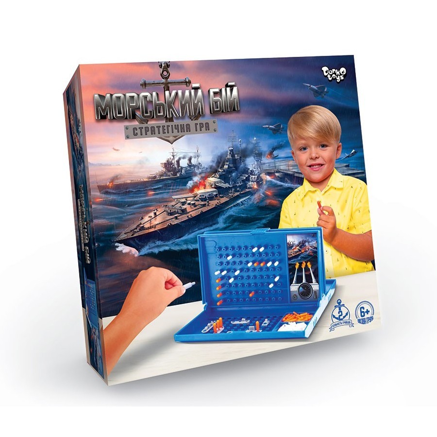

Настольная игра в коробке 25x25x4 см украиноязычная Морской бой Danko Toys