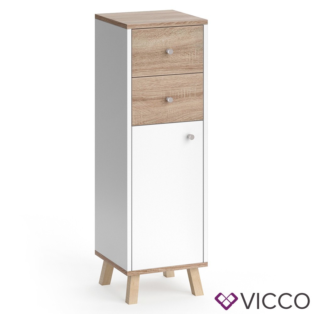 

Шкафчик с ящиками в ванную Vicсo Senyo, 30x95, белый, сонома