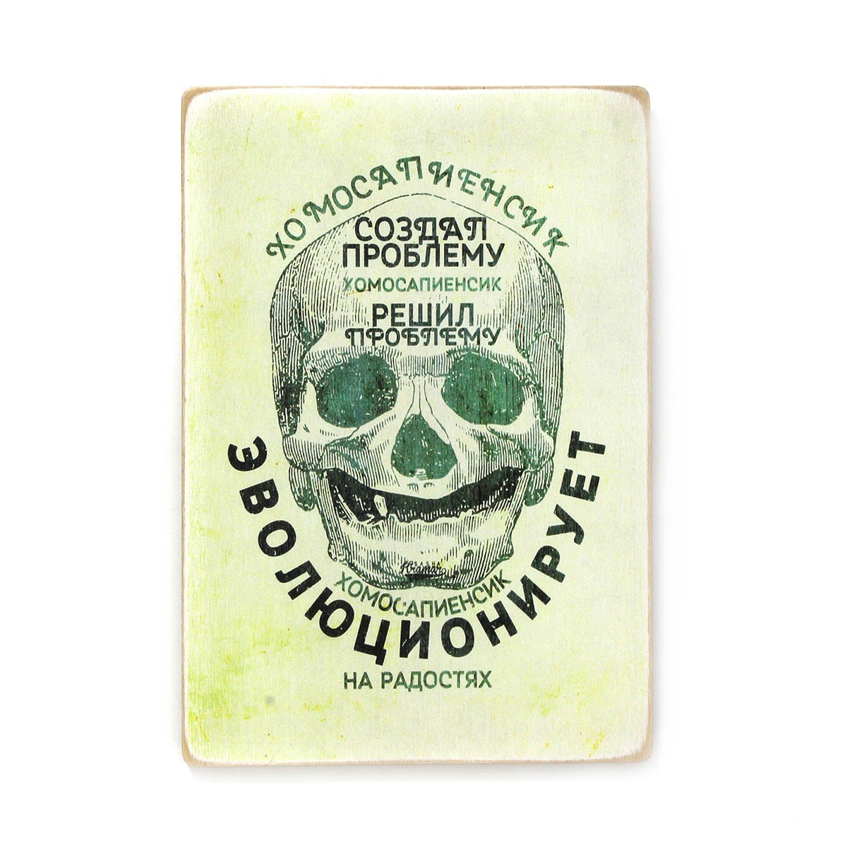 

Деревянный постер Wood Posters "Хомосапиенсик эволюционирует на радостях" (A1 формат, фанера)