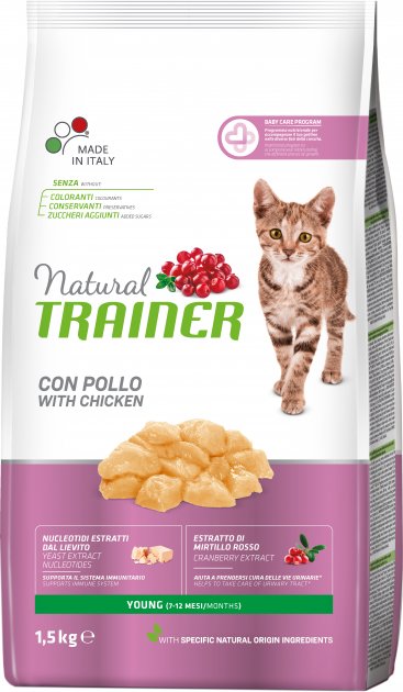 

Сухой корм для молодых кошек Trainer Natural Super Premium Young Cat со свежей курицей 1,5 кг