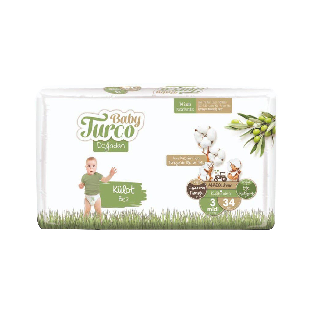 

Подгузник Baby Turco Midi, Размер 3 (5-9 кг) 34 шт (8682241200030)