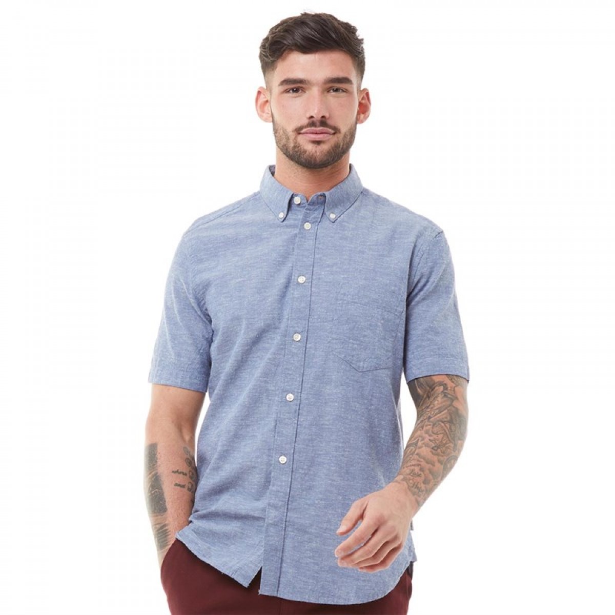 

Рубашка French Connection Linen Short Sleeve Shirt Chambray Blue Chambray, S (42)