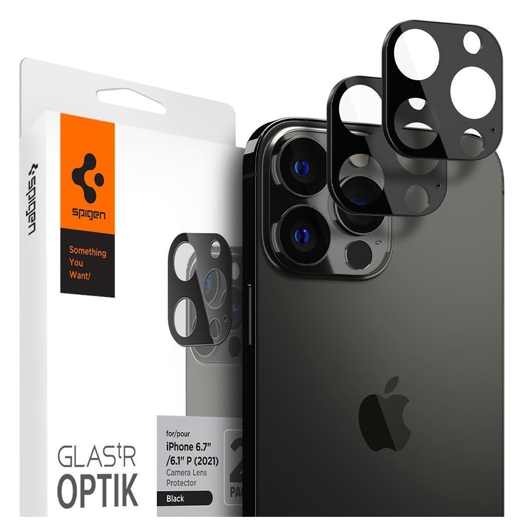 

Стекло защитное Spigen Apple Iphone 13 Pro Max/13 Pro Camera tR Optik, Black (2P)