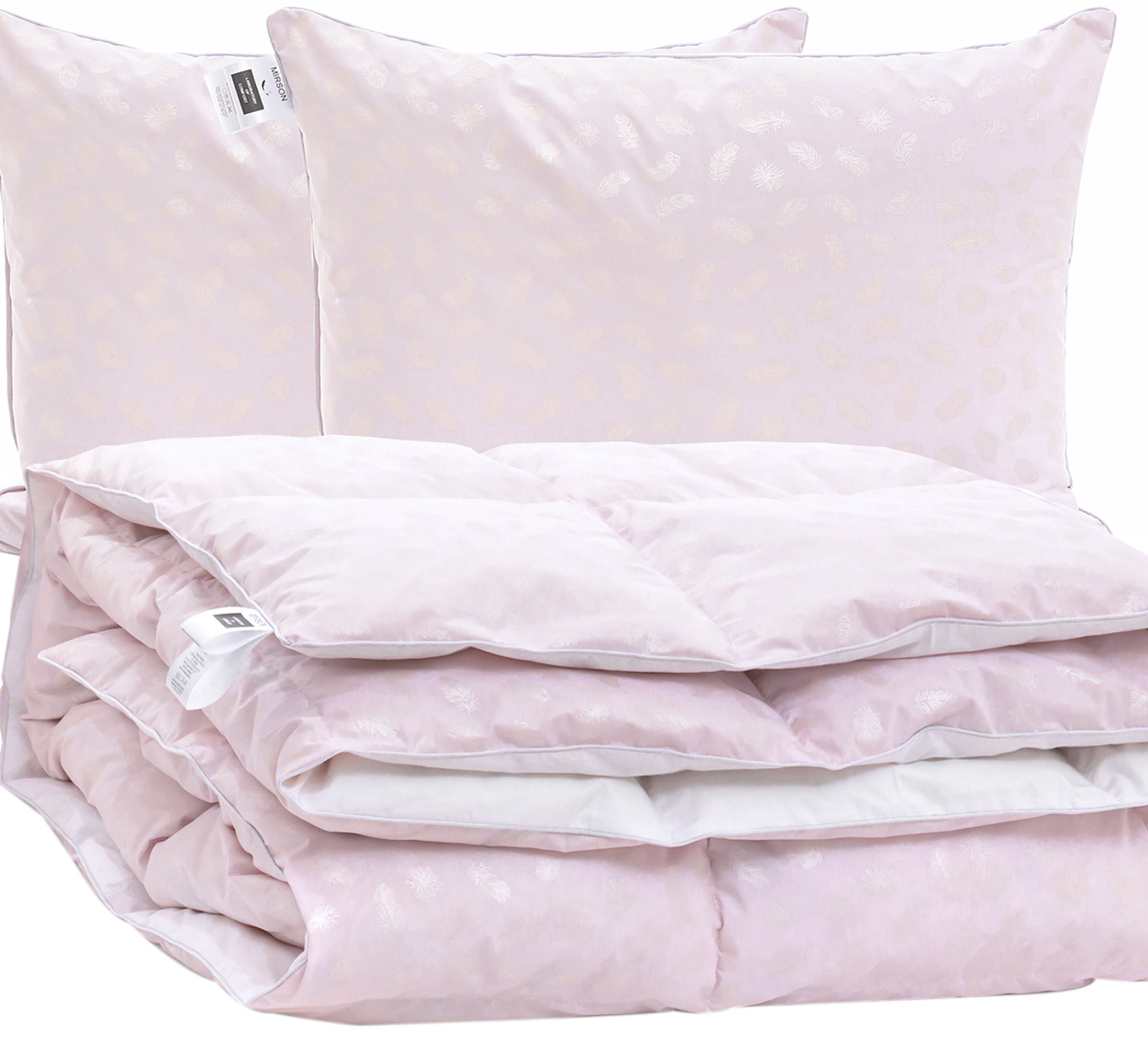

Набор пуховый MirSon №1968 Bio-Pink Деми 50% пух одеяло 140х205 + подушки 50х70 2 шт средние