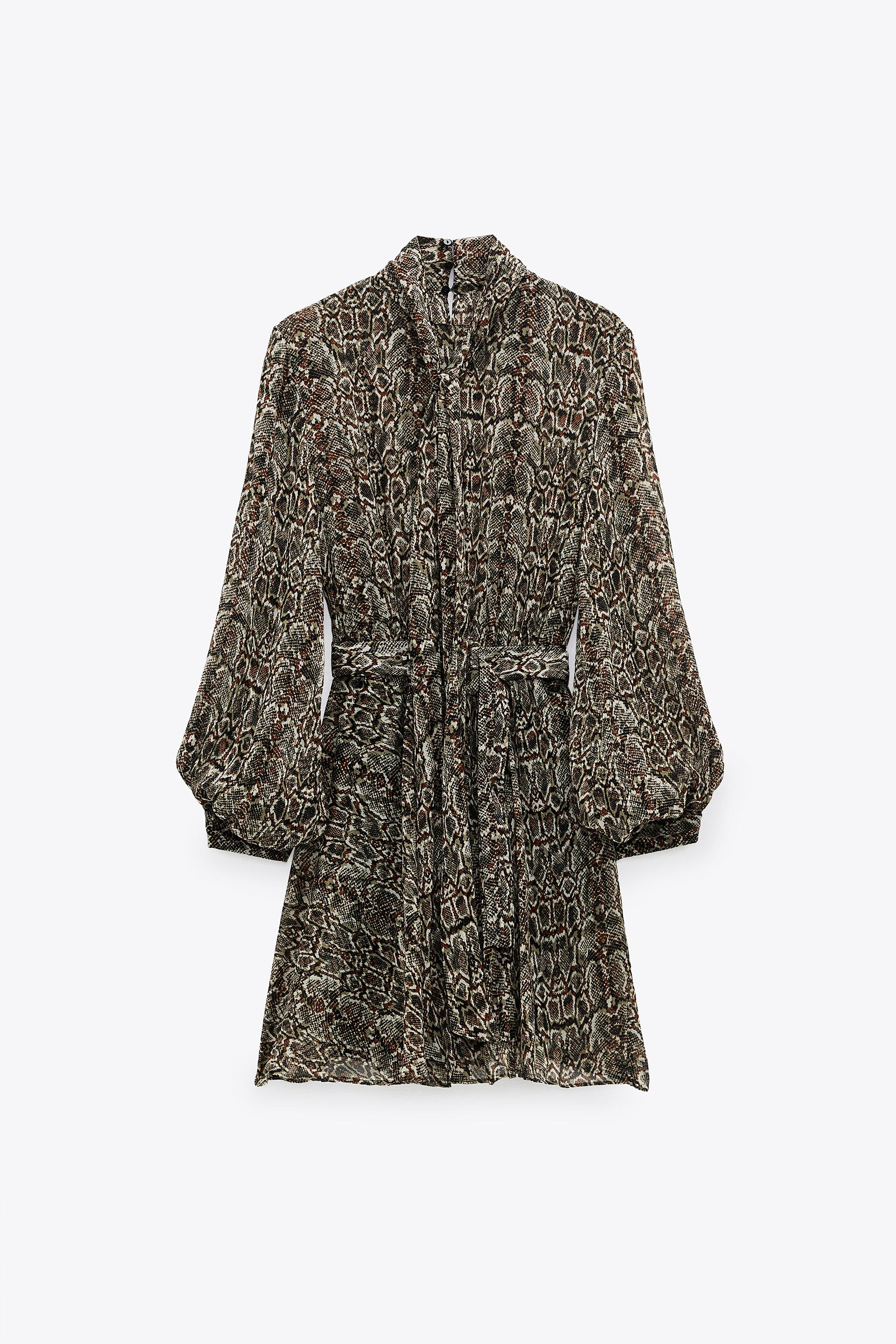 

Платье Zara XXL бежево зелено черный узор 8215041038
