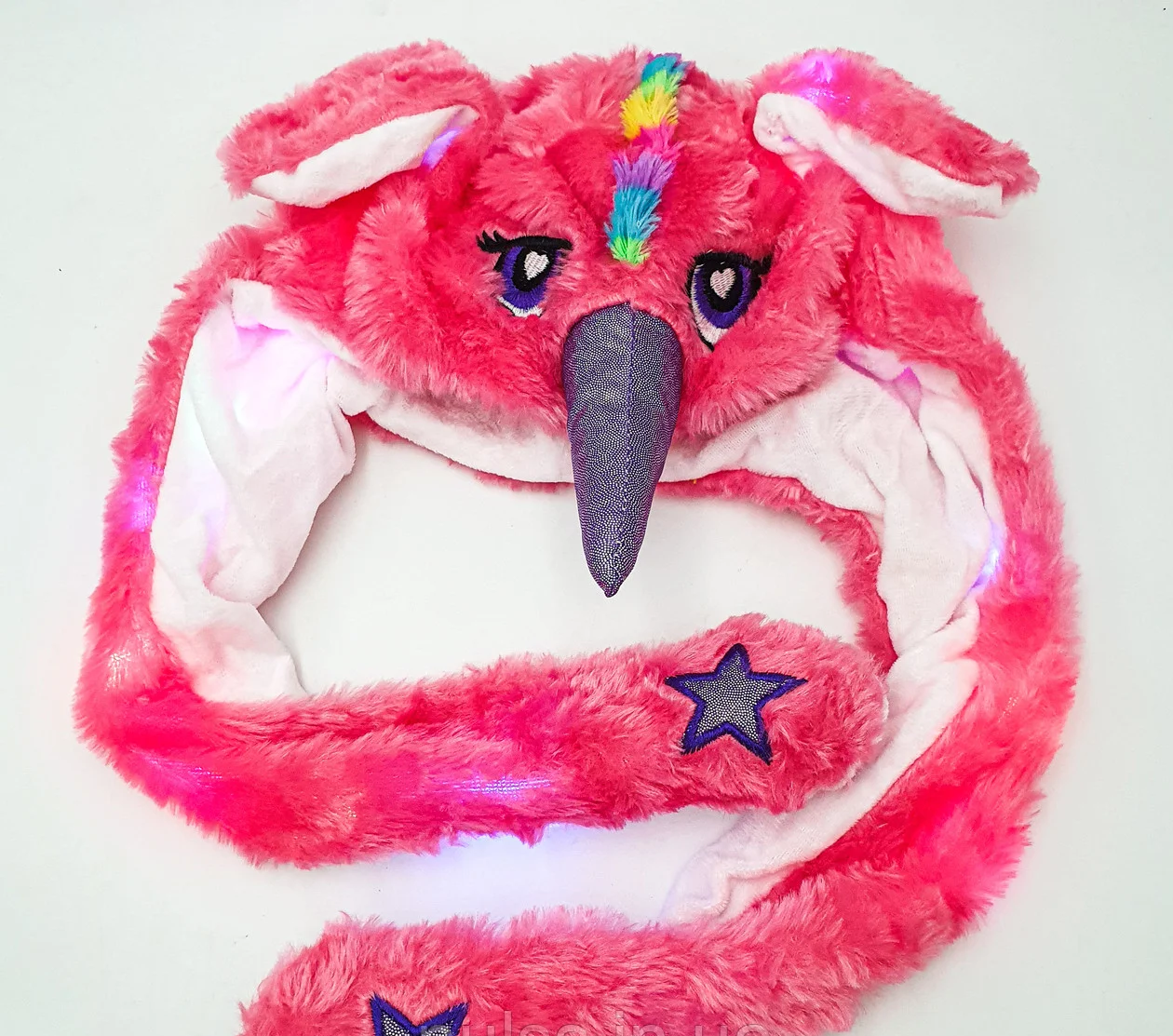 

Светящаяся шапка BIT Единорог toys soft toys with led с двигающими ушками шапка с Led подсветкой коралловая размер М