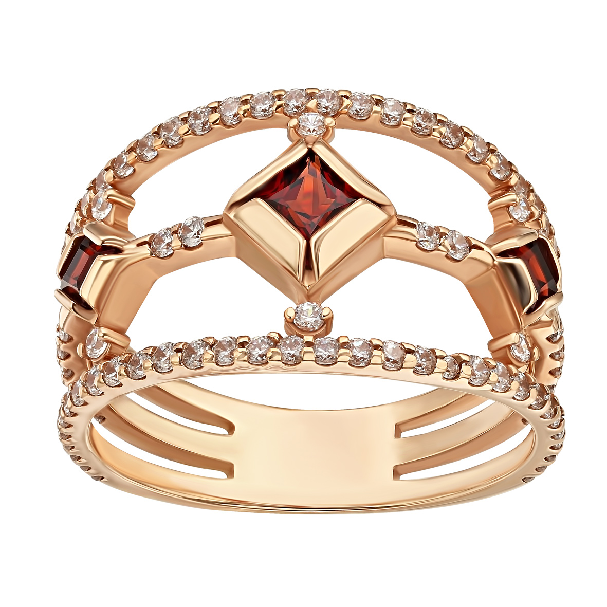 

Золотое кольцо с гранатом и фианитами Tango Jewellery Company 364518 размер 18