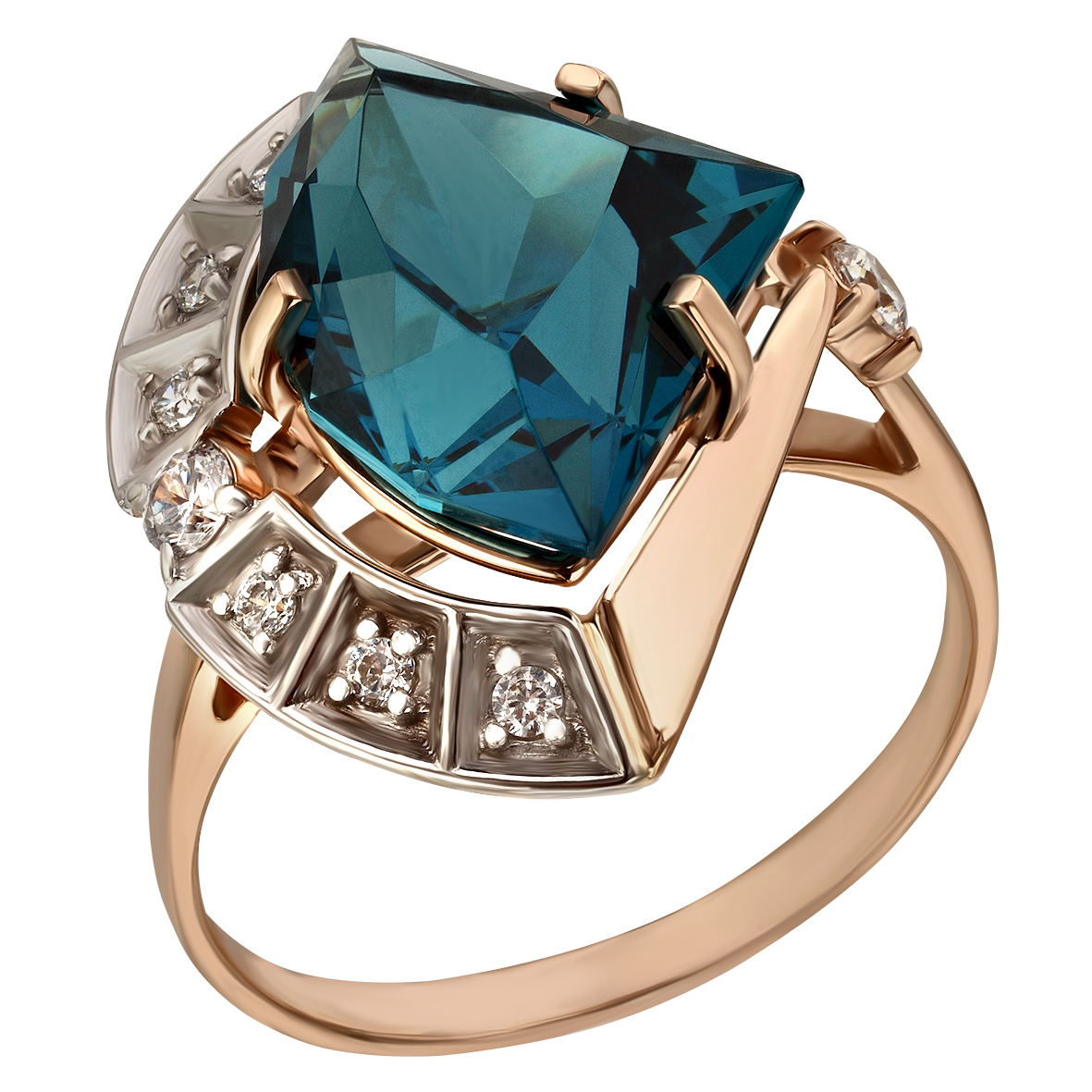 

Золотое кольцо с вставками голубого топаза и фианитов Tango Jewellery Company 371791 размер 18