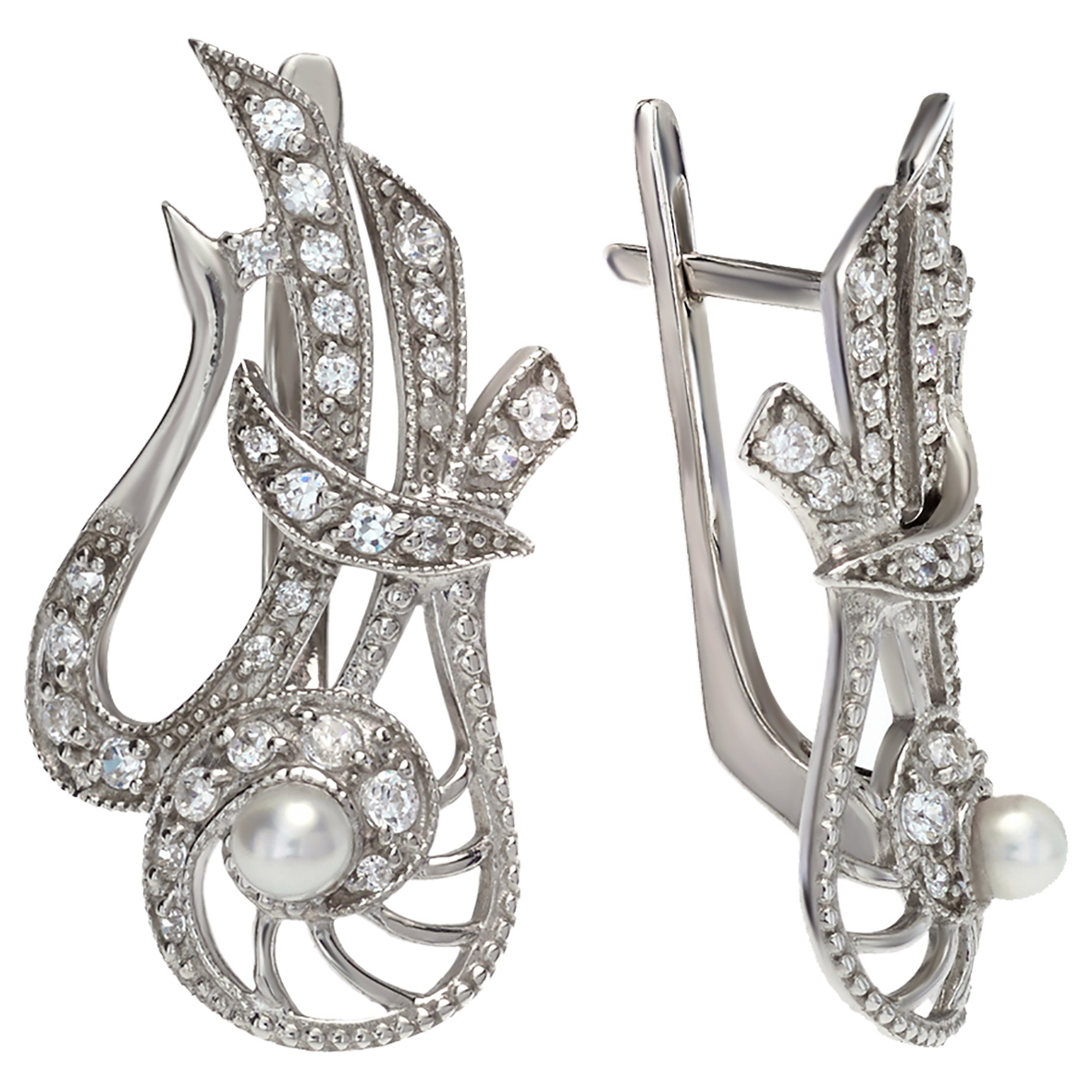 

Серебряные серьги с жемчугом и фианитами Tango Jewellery Company 430700С