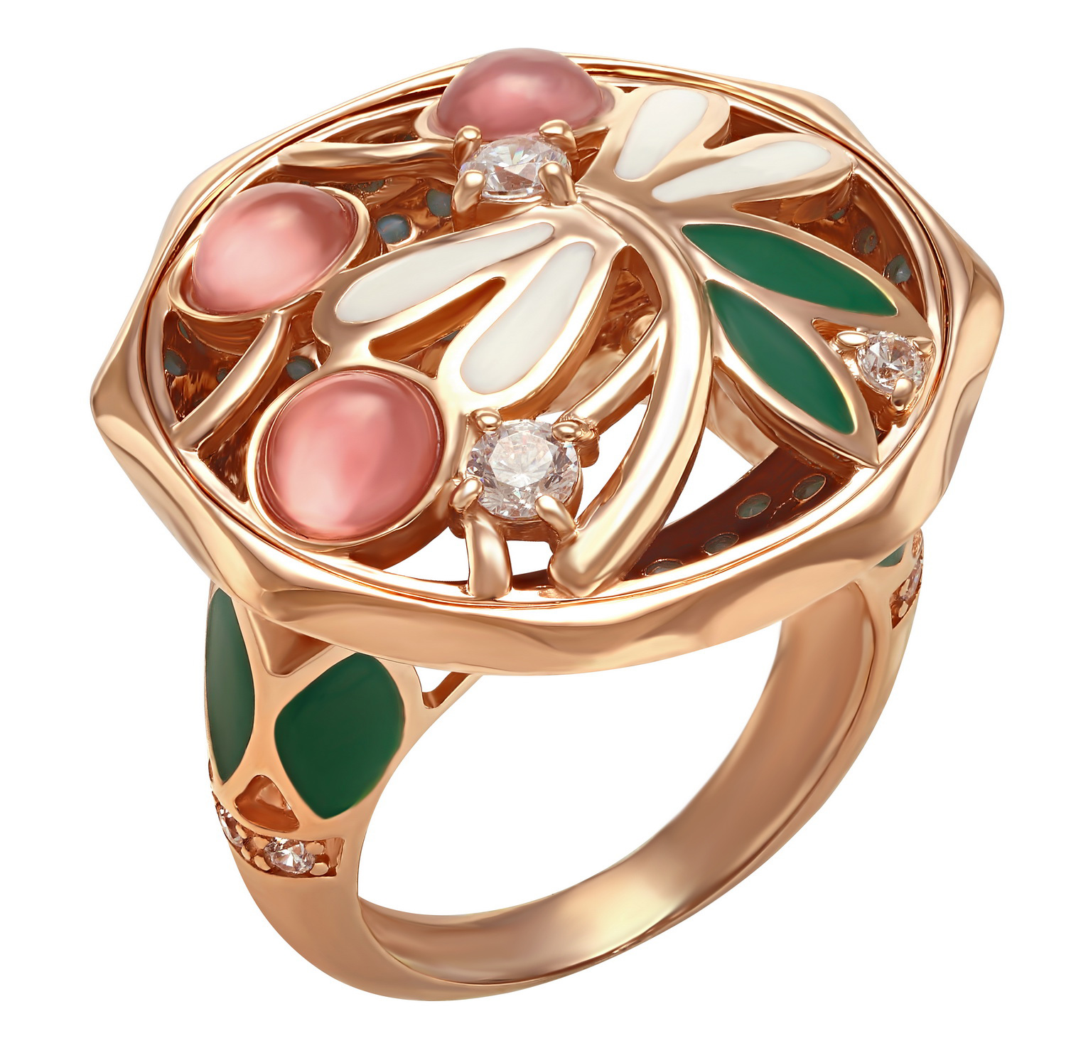 

Золотое кольцо с фианитами, улекситом и эмалью Tango Jewellery Company 330111Е размер 18