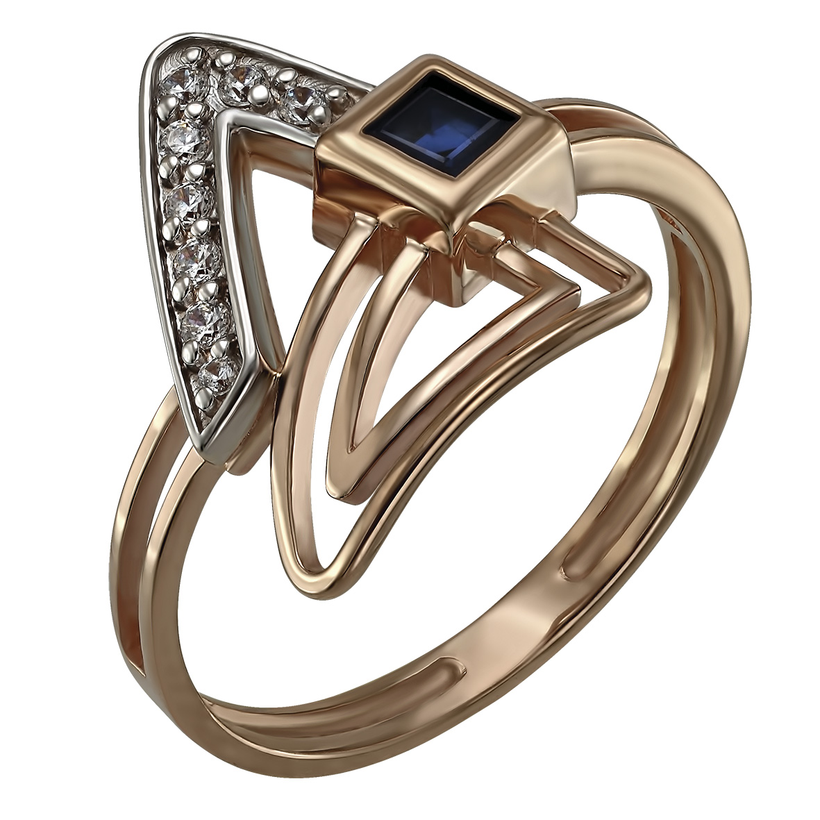 

Золотое кольцо с сапфиром и фианитами Tango Jewellery Company 372751 размер 17.5