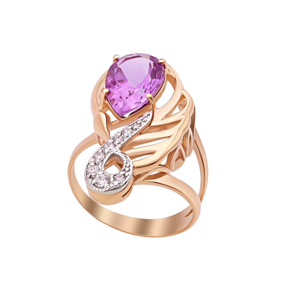 

Золотое кольцо с аметистом и фианитами Tango Jewellery Company 373607 размер 16.5