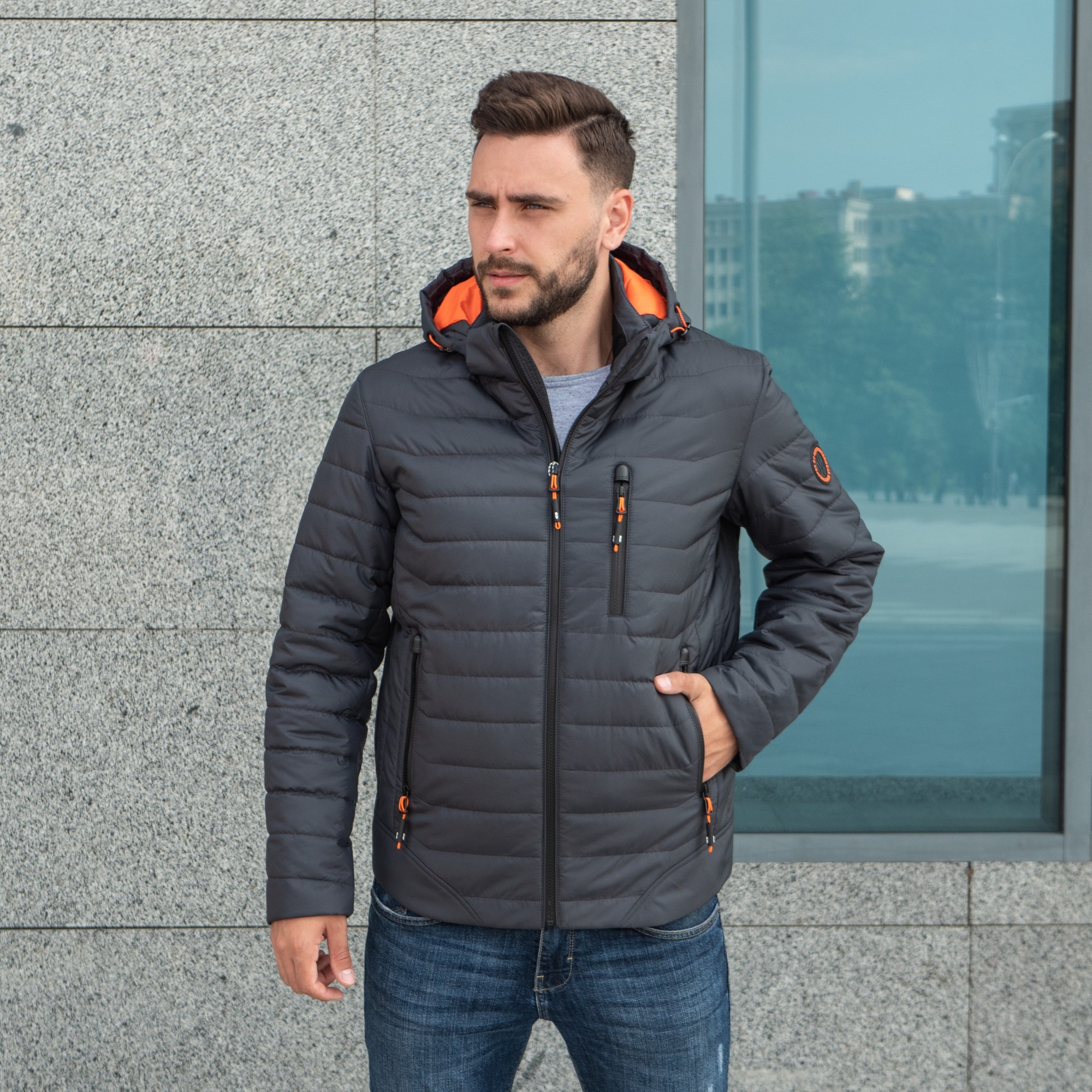 

Демисезонная мужская куртка большого размера UF-Fashion 40 - дв  графит, Демисезонная мужская куртка большого размера UF-Fashion 40 - дв 48 графит