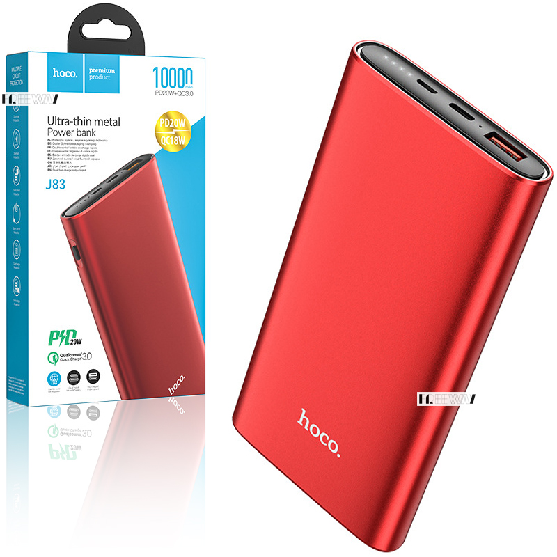 

Повербанк Power Bank внешний аккумулятор портативная зарядка для телефона, смартфона, ноутбука, планшета Hoco 10000mAh PD20W+QC3.0 Красный (J83)