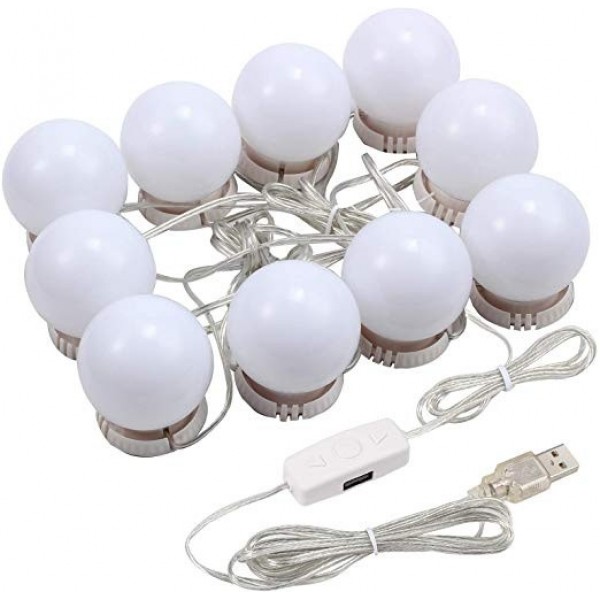 

Светодиодная LED подсветка для гримерного зеркала Hollywood Lights LED лампочки 10 шт набор