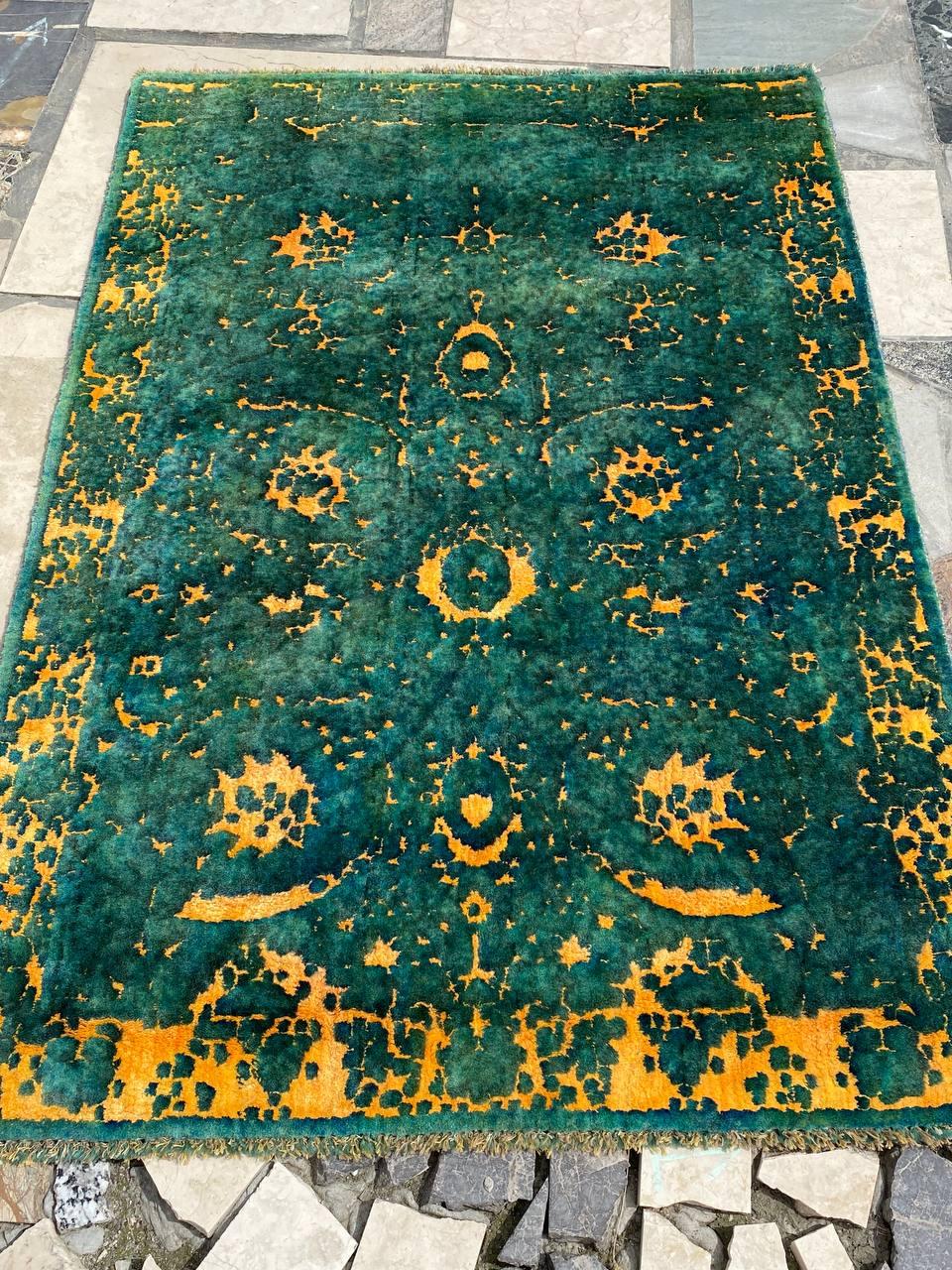 

Ковер Faravahar Wool Handmade 133х95 см Темно-зеленый с желтым (0905)