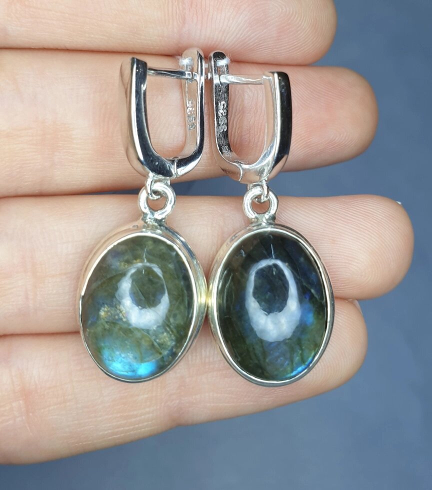 

Сережки серебряные с лабрадором 12,34 г