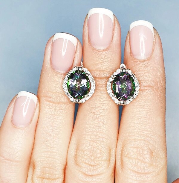 

Сережки серебряные с мистик топазом 5,31 г