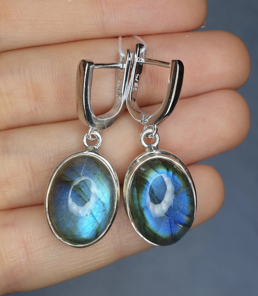 

Сережки серебряные с лабрадором 11,94 г