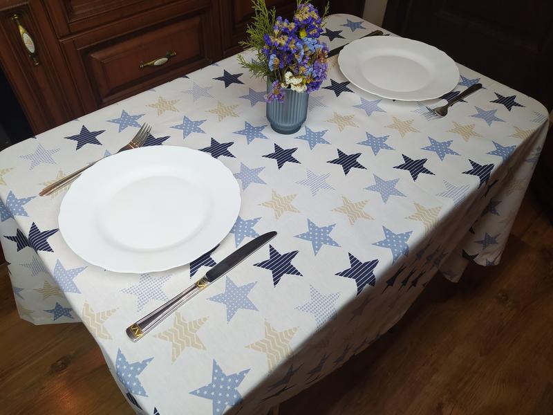 

Скатерть с тефлоновым покрытием MacroHorizon Звездопад Синий и бежевый, Диаметр 140 см