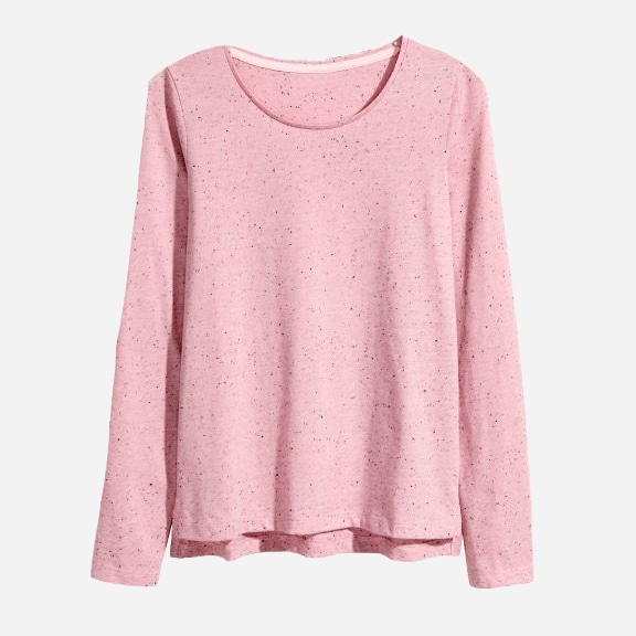 

Футболка с длинными рукавами H&M 2849856 170 см Розовая с принтом