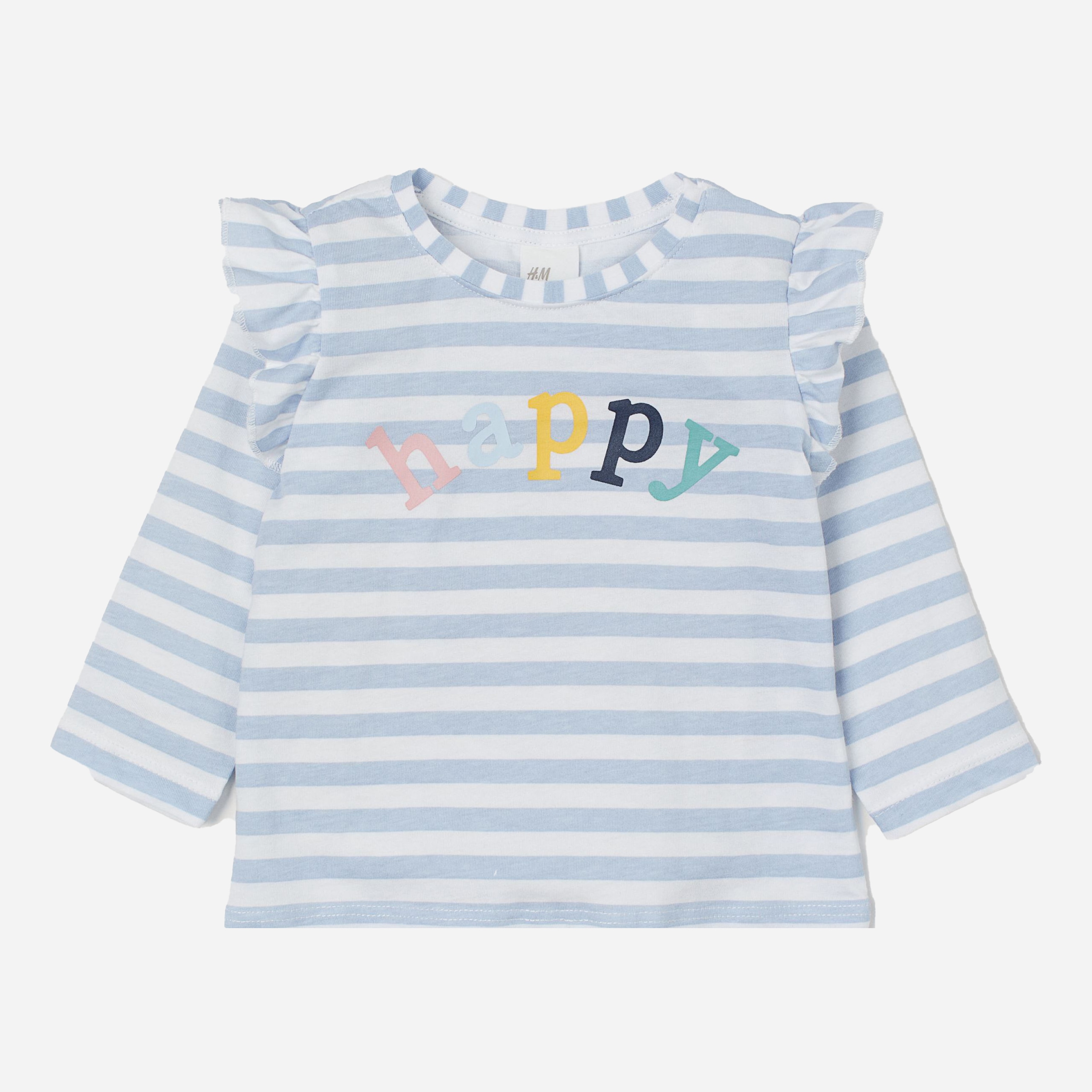 

Лонгслив H&M 8256911 74 см Бело-голубой в полоску