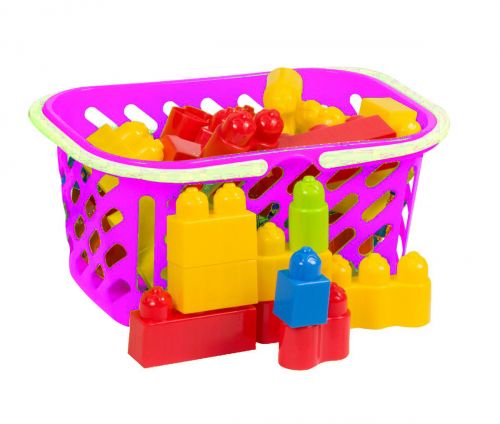 

Детский конструктор Kinderway в корзине 34 детали розовый