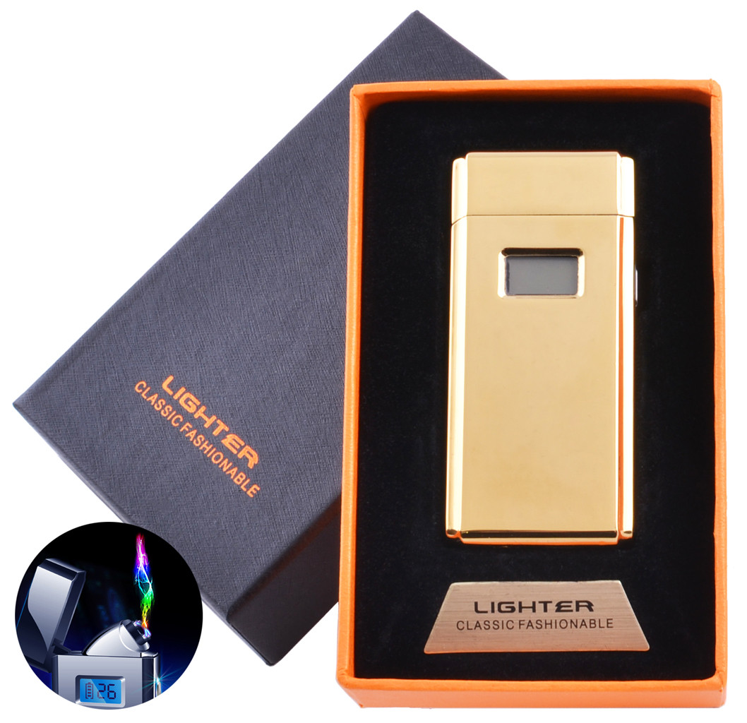 

Электроимпульсная зажигалка в подарочной коробке Lighter (USB) №5005 Gold