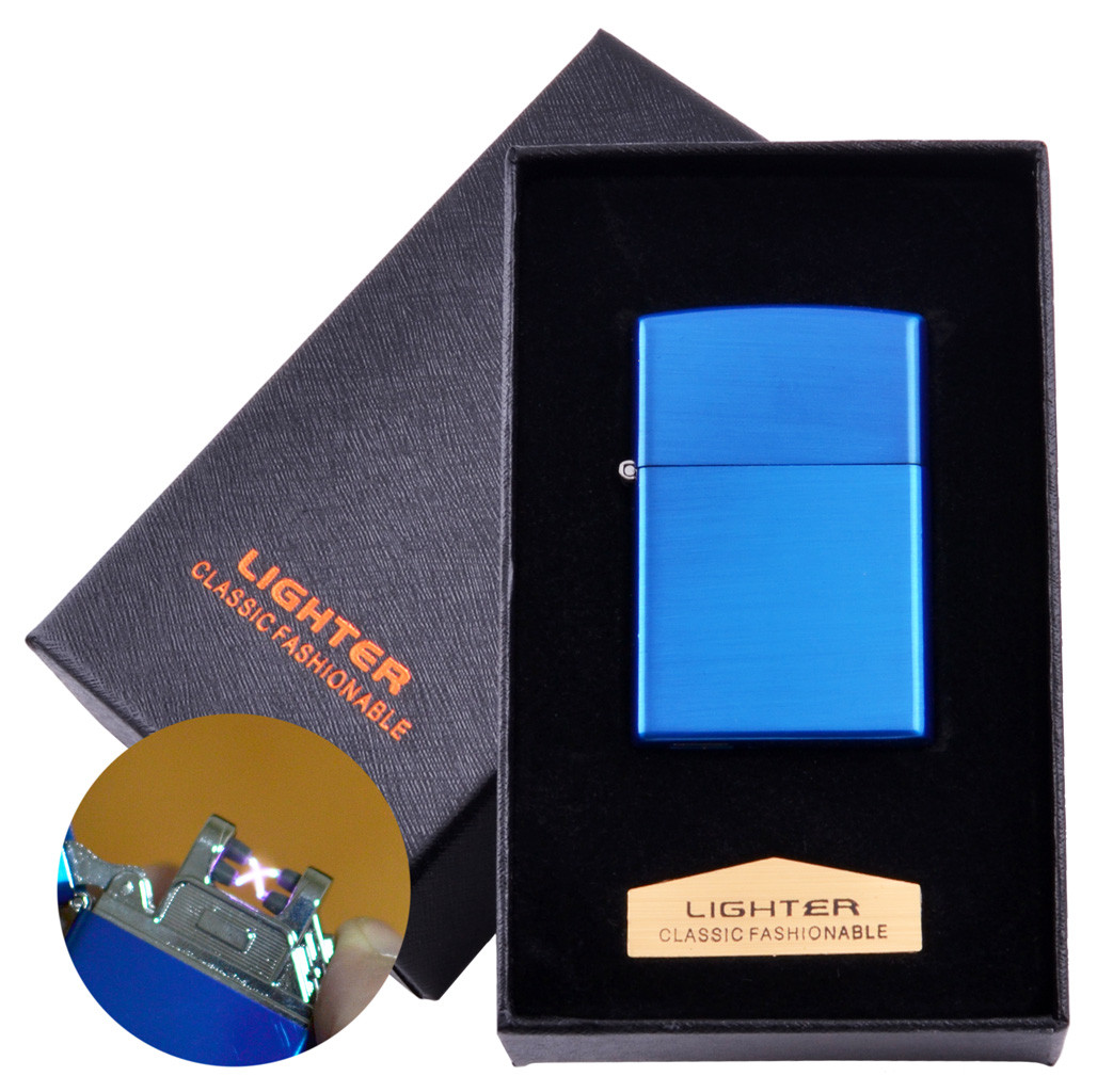 

Электроимпульсная зажигалка в подарочной коробке LIGHTER (USB) №HL-136 Blue