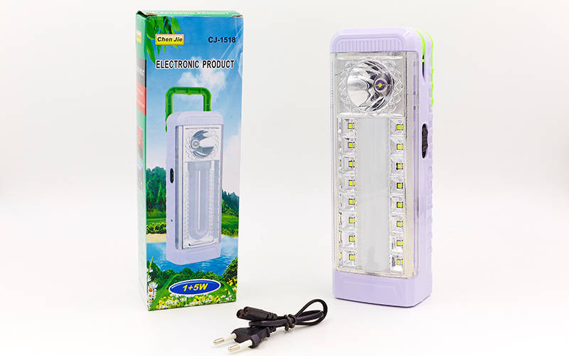 

Фонарь аккум. светодиодный переносной TY-1516 /2 (17 led+1лампа, на бат. (4AA), аккум., р-р 20,5х7см, белый-салатовый)