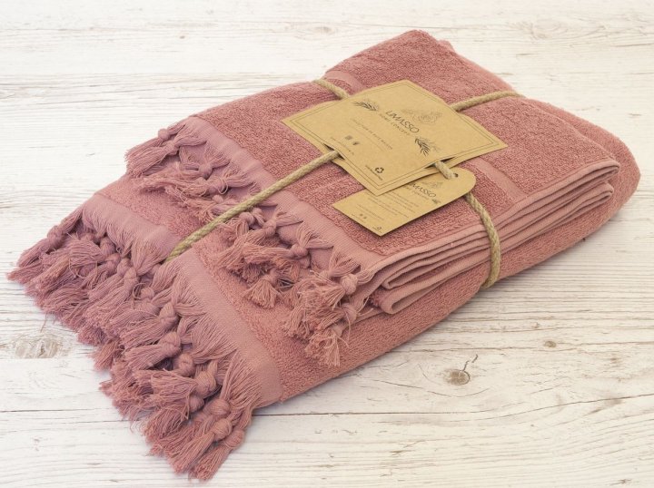 

Набор махровых полотенец Limasso Sacakli 70x140,50x90 Old Rose