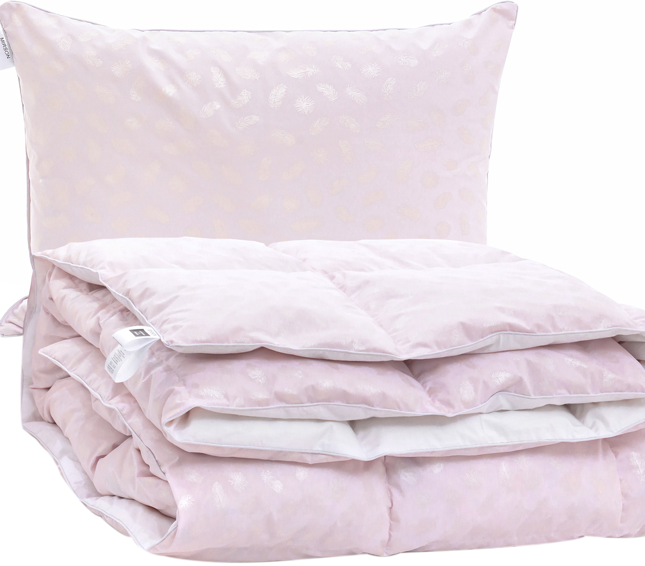 

Набор пуховый MirSon №2204 Bio-Pink Зима 50% пух одеяло 155х215 + подушка 50х70 средняя