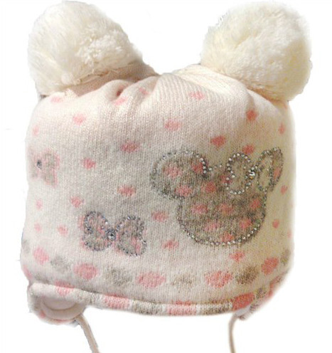 

Детская шапка для девочки 0-2 JAMIKS Польша MYSZKA молочная 48 см