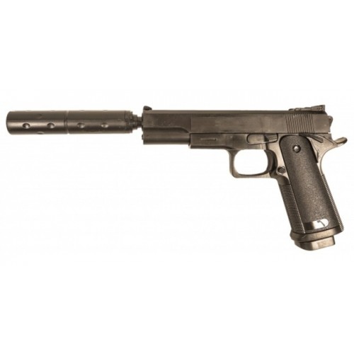 

G053B Страйкбольный пистолет Galaxy Colt 1911 с глушителем пластиковый