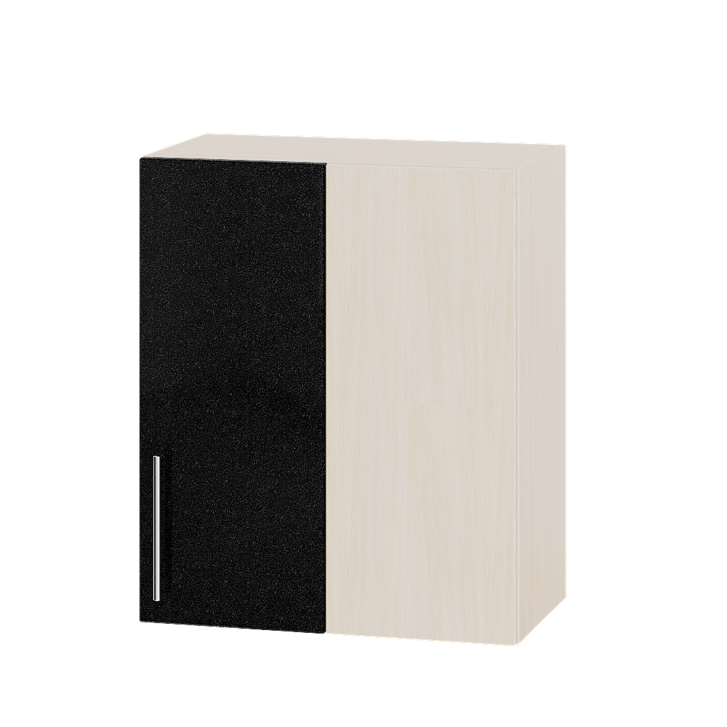 

Кухня Модерн модуль Угловой Верх В27-600 Черный металлик Глянец - Дуб молочный 60х30х72см