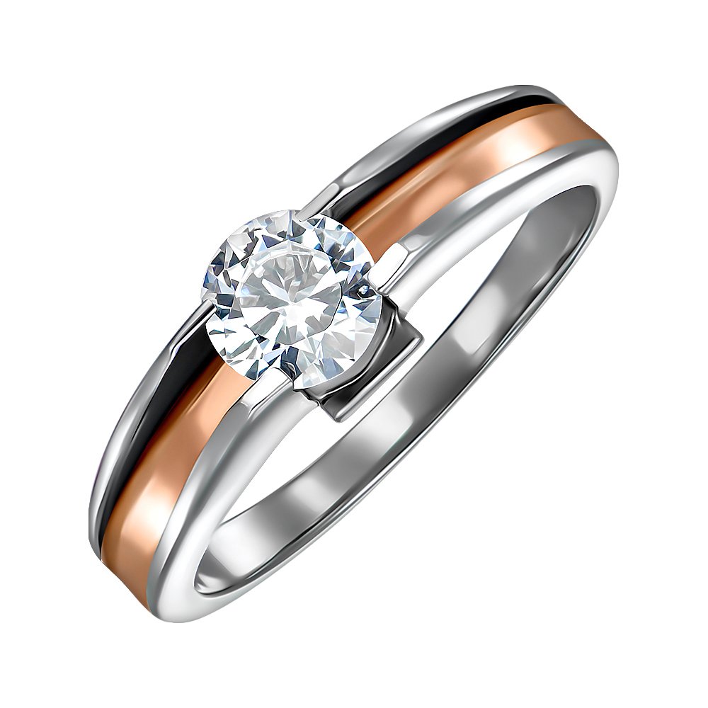 

Серебряное кольцо с фианитом и золотой накладкой 000152261 17 размера
