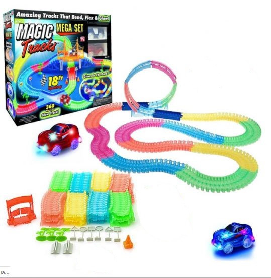 

Гоночная трасса Magic Tracks на 2 машинки с мостом 360 деталей с LED подсветкой, детский конструктор
