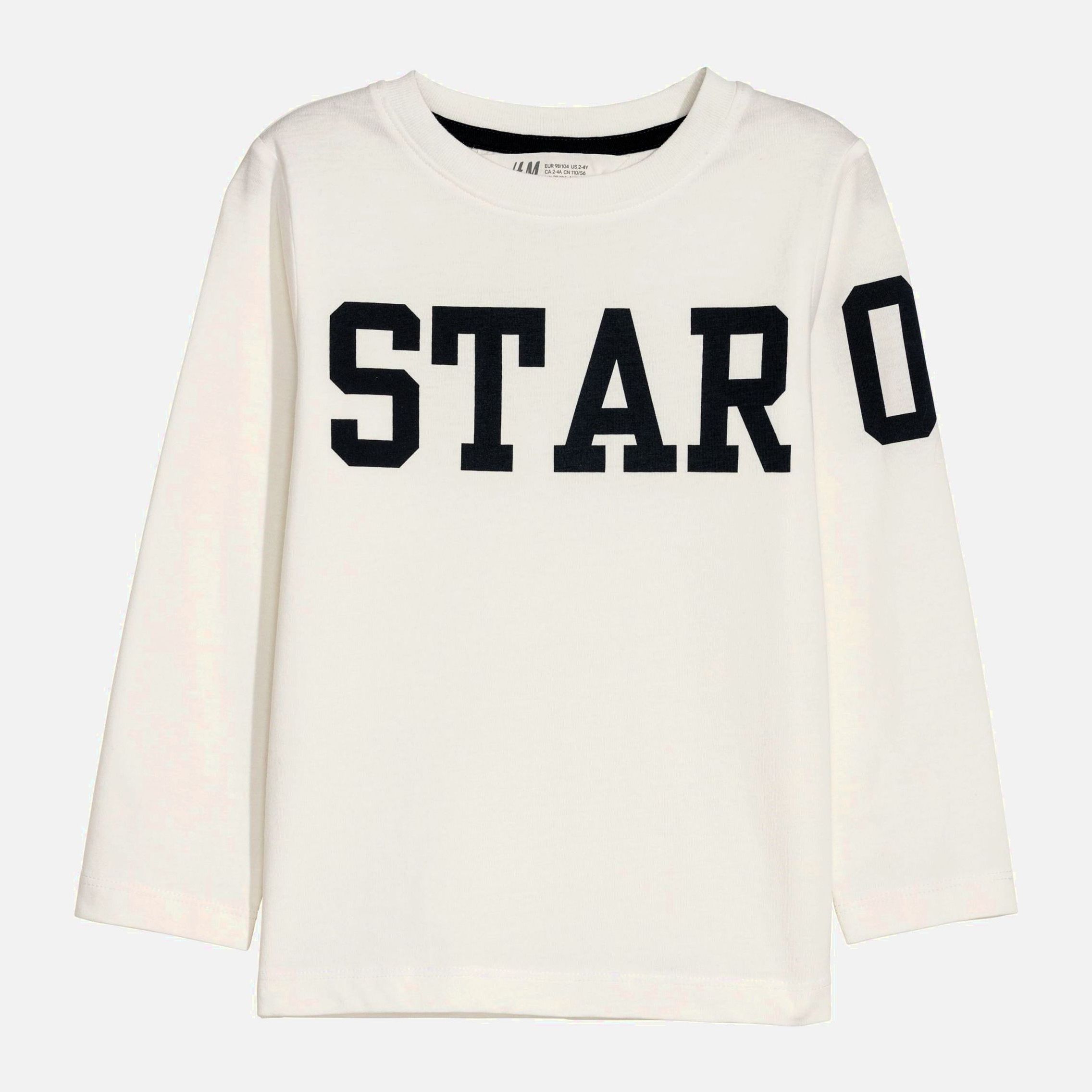 

Футболка с длинными рукавами H&M 6160237 98-104 см Белая