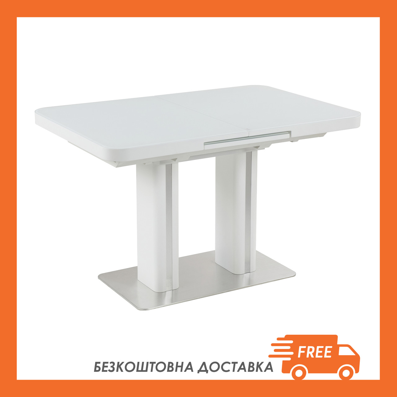 

Стол обеденный раскладной 6-8 мест Стекло сатин Carveli Asti White Satin 110 см. Carveli