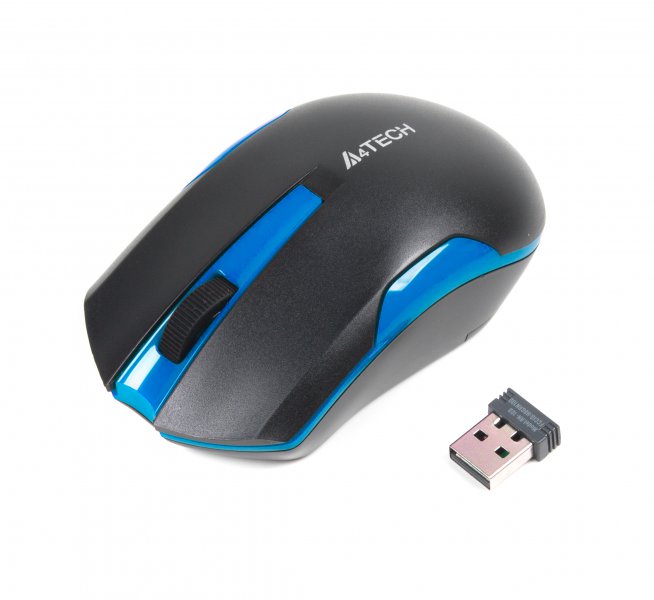 

Миша A4Tech G3-200 N USB V-Track , бездротова, 1000dpi, чорна+ блакитний