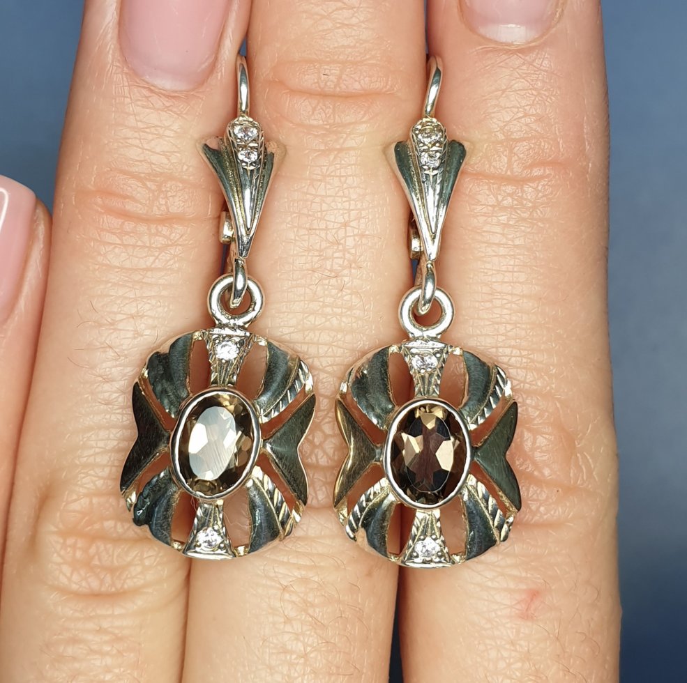 

Сережки серебряные с раухтопазом 8,28 г