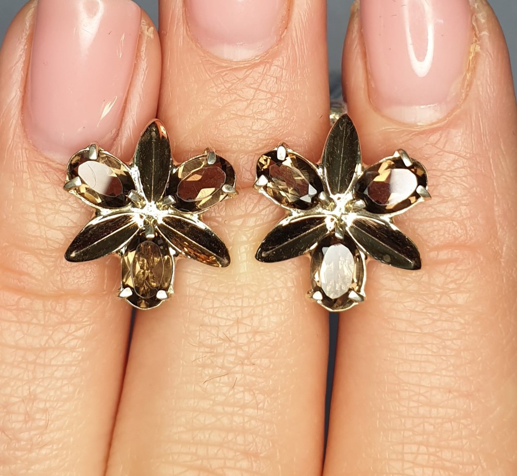 

Сережки серебряные с раухтопазом 5,64 г